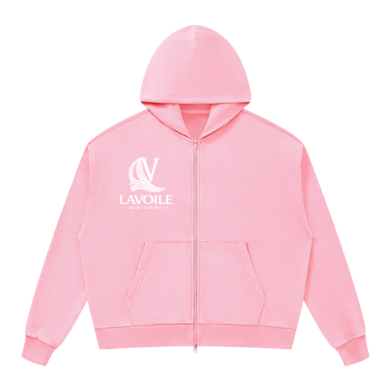Unisex Mineral Wash Boxy Full Zip Hoodie