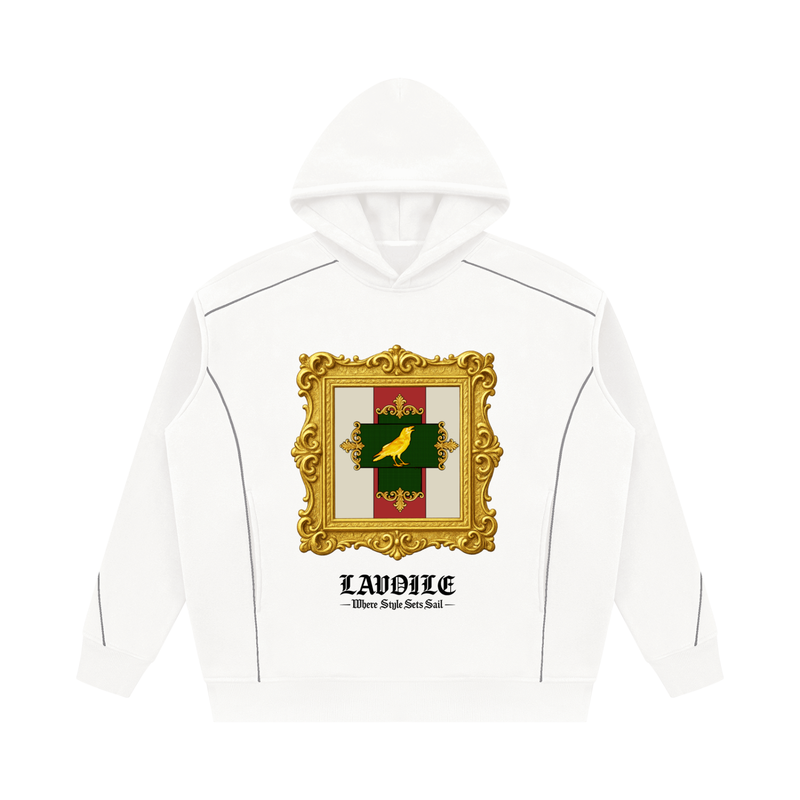 Unisex Oversized Piping Fleece Hoodie