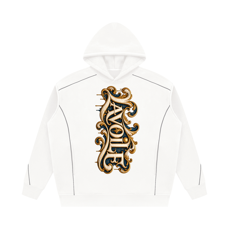Unisex Oversized Piping Fleece Hoodie
